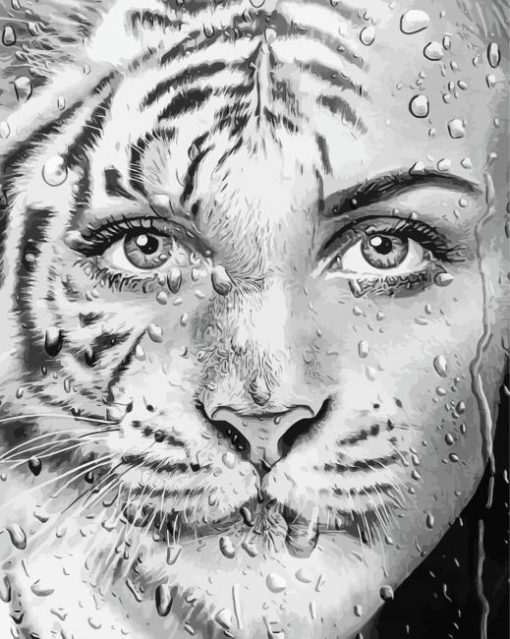 Black And White Tiger Woman paint by numbers