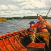 Boy And Grandpa Fishing paint by numbers