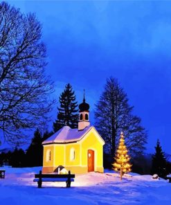 Church On Winter Night paint by numbers