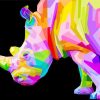 Colorful Rhino Animal paint by numbers