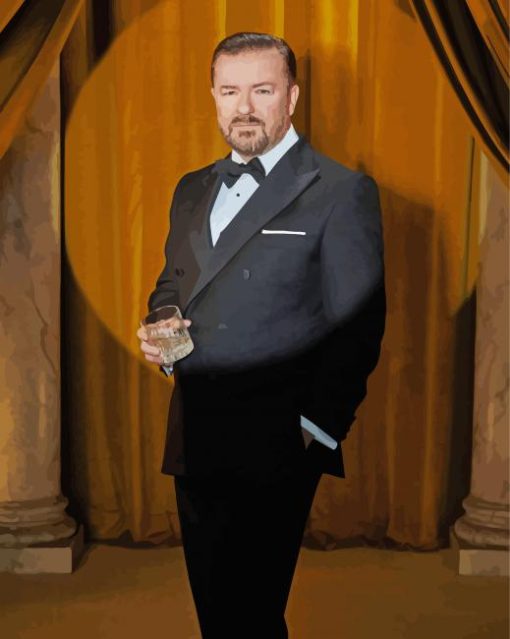 Comedian Ricky Gervais paint by numbers