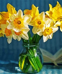 Daffodils Flowers In a Vase paint by numbers