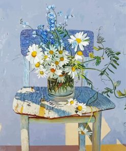 Daisies Vase On Chair paint by numbers