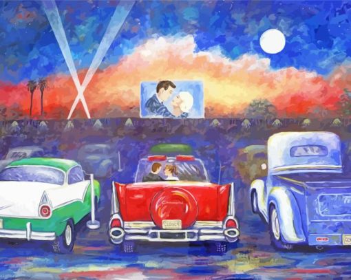 Drive In Theatre Art paint by numbers