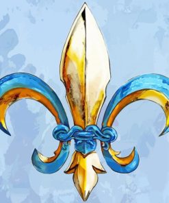 Gold Blue Fleur De Lis paint by numbers