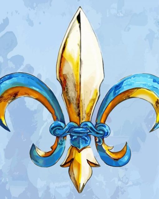 Gold Blue Fleur De Lis paint by numbers