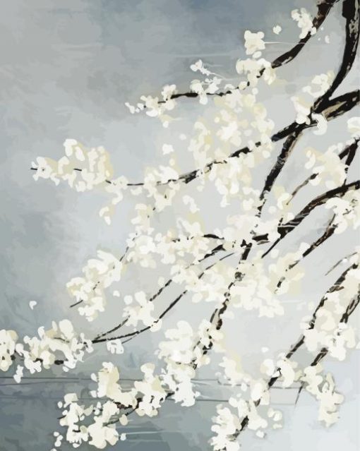 White Cherry Blossom paint by numbers