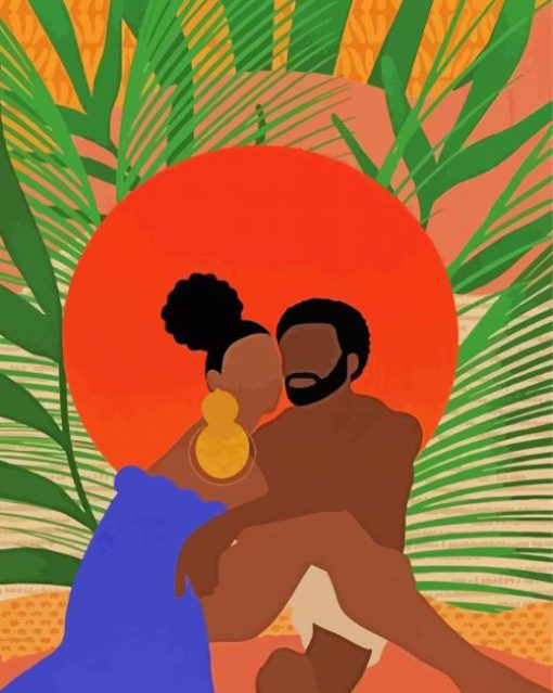 Black Couple Illustration paint by numbers