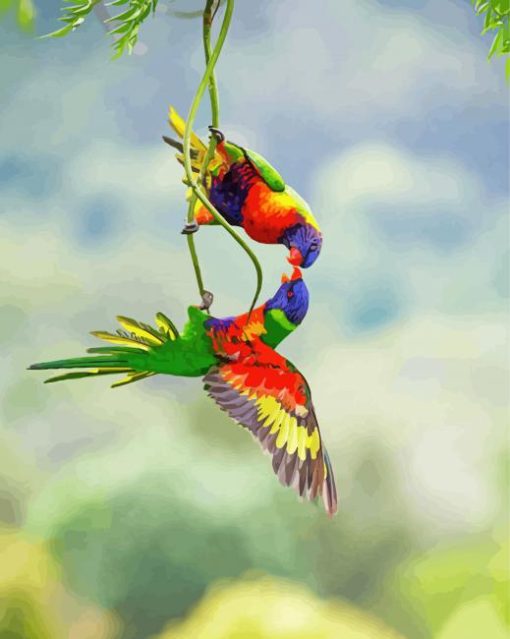 Lorikeets Birds paint by numbers