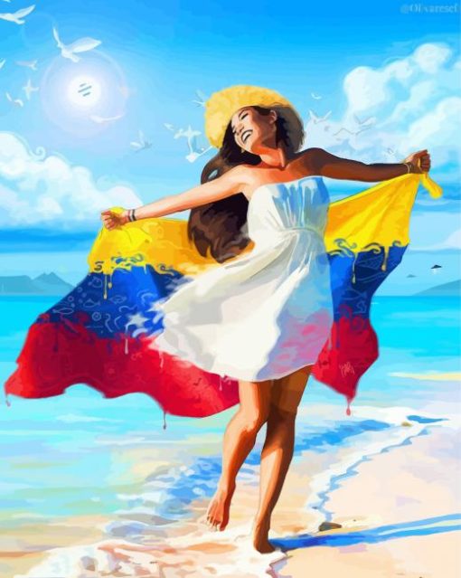 Venezuelan Girl In Beach paint by number