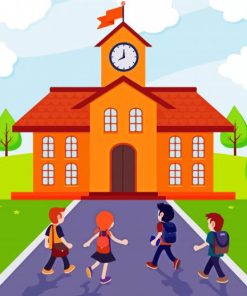 Walking To School Illustration paint by numbers