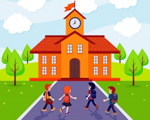 Walking To School Illustration paint by numbers