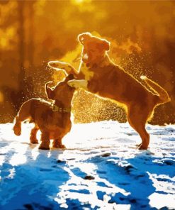 Wire Hair Puppies In Snow paint by number