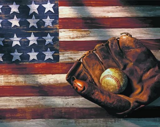 American Flag Baseball paint by numbers