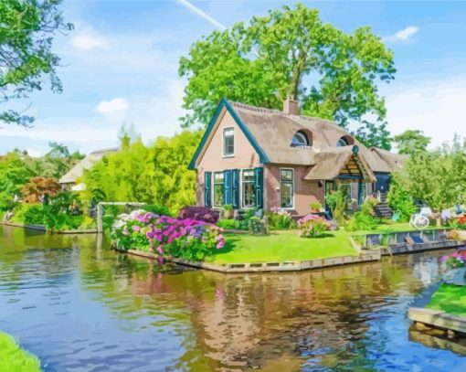 Aesthetic Giethoorn paint by numbers