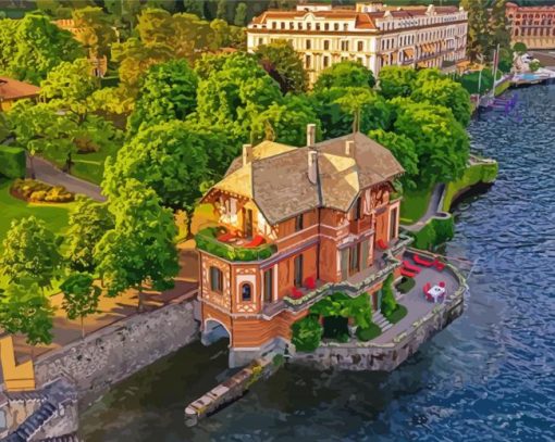Italian Villa On The Lake paint by numbers