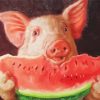 Aesthetic Pig With Watermelon paint by numbers