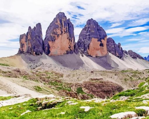 Tres Cime Landscape paint by numbers