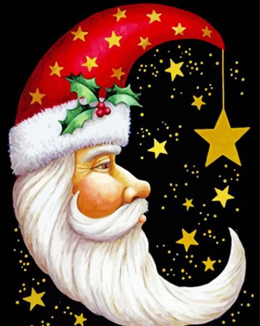 Aesthetic Santa Moon paint by numbers