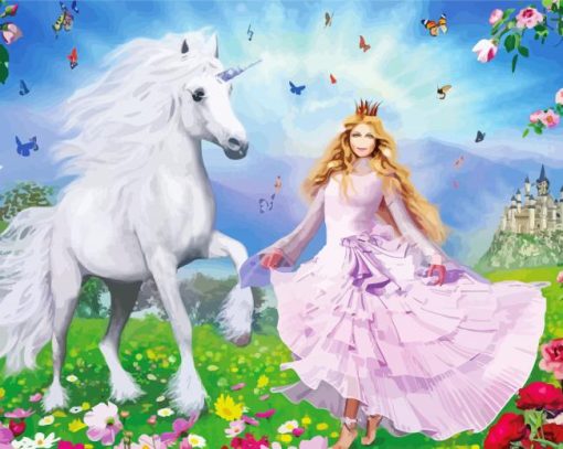 Barbie Princess And Unicorn paint by numbers