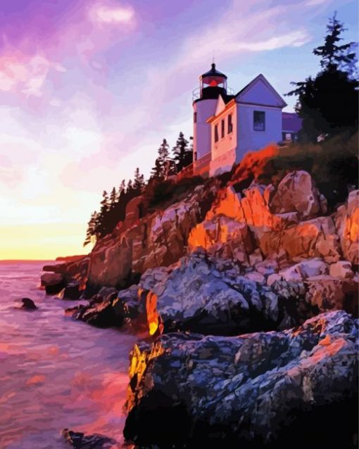 Bass Harbor Lighthouse paint by numbers