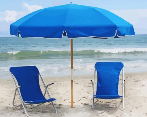 Blue Chairs On Beach paint by numbers