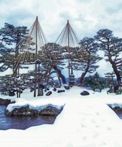 Kenrokuen Garden In Winter paint by numbers