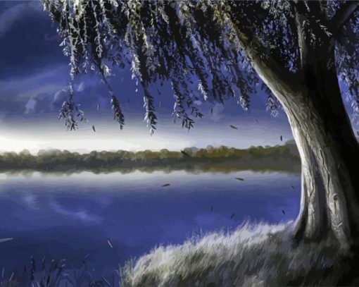 Lonely Willow Tree Art paint by numbers