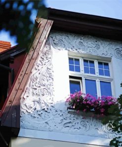 Pink Flowers Balcony paint by numbers