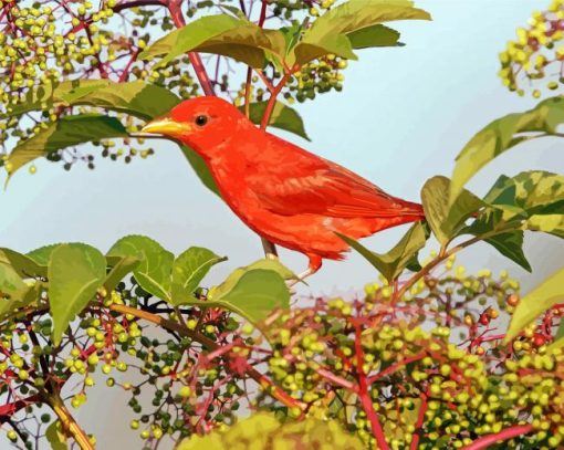 Bird In Tree Branch paint by numbers