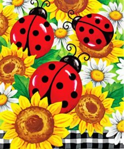 Sunflowers Ladybugs Art paint by numbers