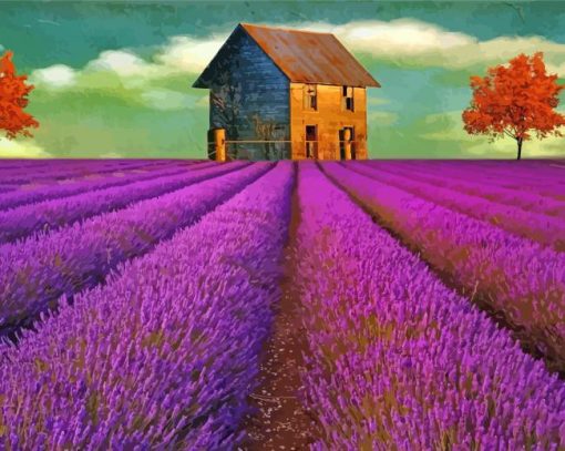 Aesthetic Cottage And Lavender Art Paint By Numbers