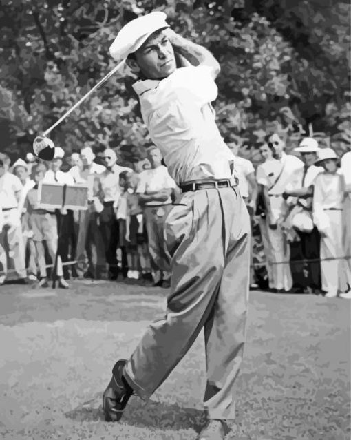 Black And White Golfer Ben Hogan Paint By Numbers