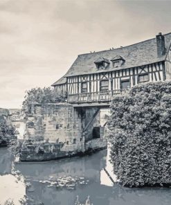 Black And White Bridge House Paint By Numbers