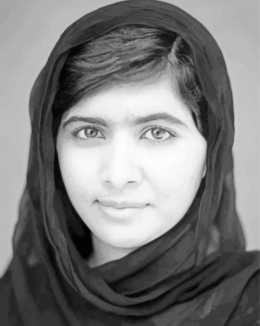 Black And White Malala Yousafzai Paint By Numbers