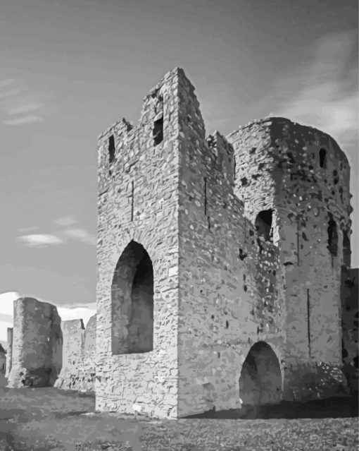 Black And White Trim Castle Paint By Number