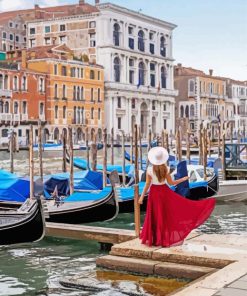 Girl With Dress In Venice Paint By Number