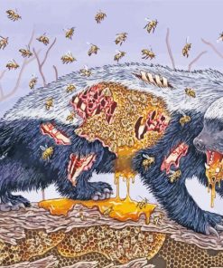 Honey Badger And Bees Art Paint By Numbers