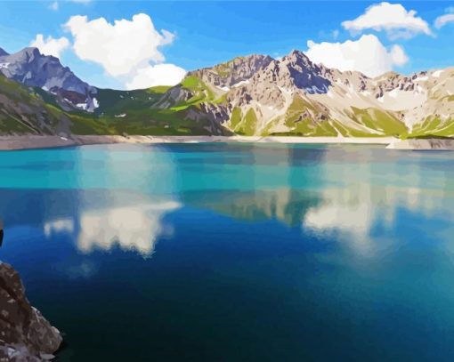 Lunersee Lake In Vorarlberg Paint By Number