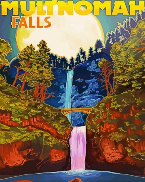 Multnomah Falls Art Paint By Numbers
