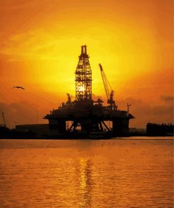 Oil Rigs At Sunset Paint By Numbers