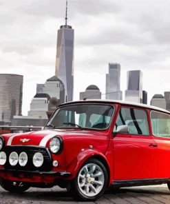 Red Classic Mini Cooper Paint By Number