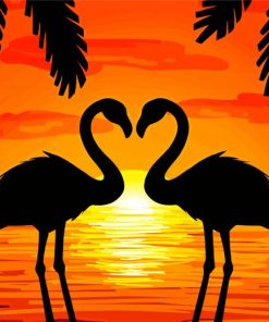 Sunset Heart Birds Paint By Number