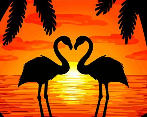 Sunset Heart Birds Paint By Number