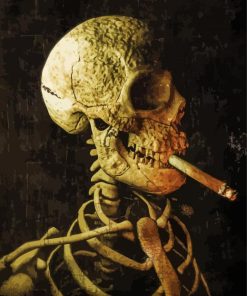 Vintage Skull With Cigarette Paint By Number