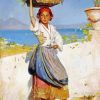 Young Woman Carrying Basket Paint By Number