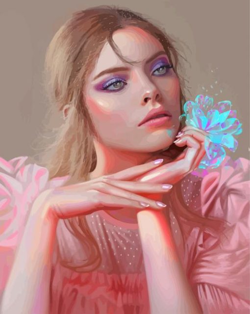 Young Woman In pink Paint By Numbers
