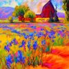 Abstract Iris Field And Barn Paint By Number