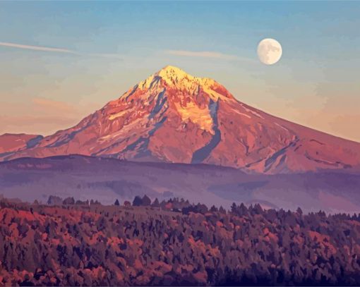 Aesthetic Mount Hood Landscape Nature Paint By Number