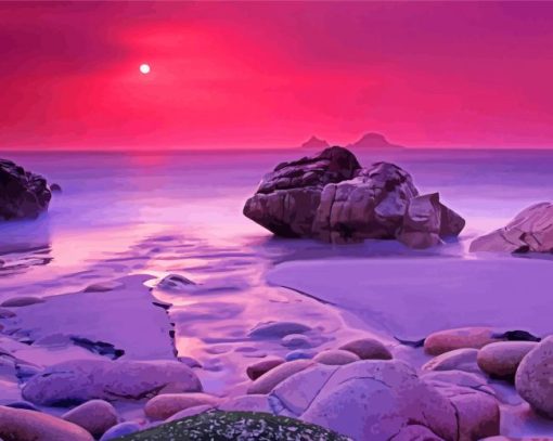 Aesthetic Pink Scenery Paint By Number